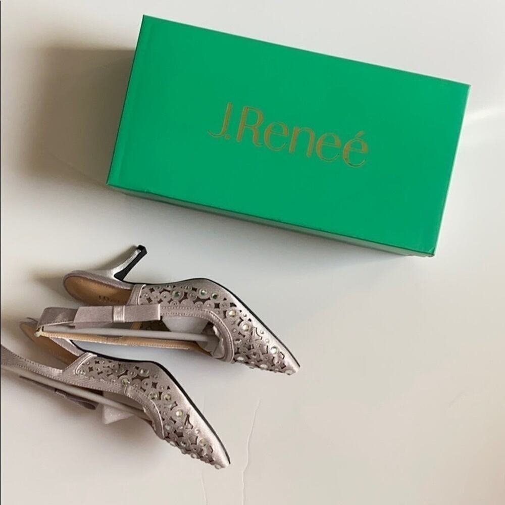 J Renee Odelette Size 7M Women’s Slingback Satin And Mesh Pumps NEW - Picture 10 of 11